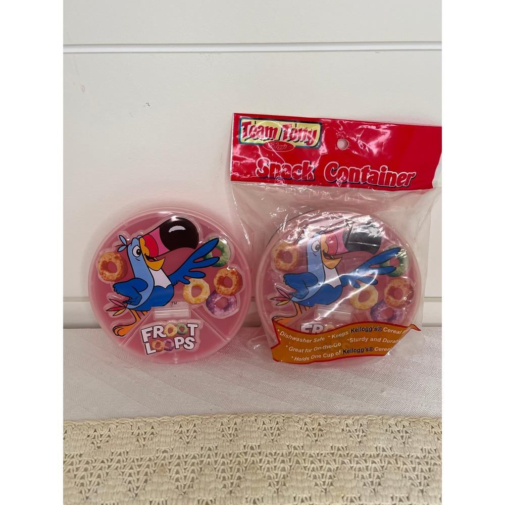 Kellogg's Froot Loops Toucan Sam Snack Containers Set of 2 Red Plastic 2001 VTG